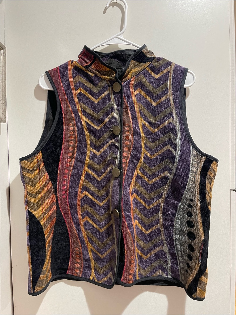 READ Women's Reversible Boho Artsy Hippie Knit Vest Abstract M/L